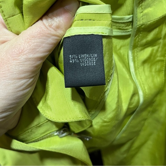 Lafayette 148 Stylish Chartreuse Women's Linen Blend Jacket - Picture 10 of 14